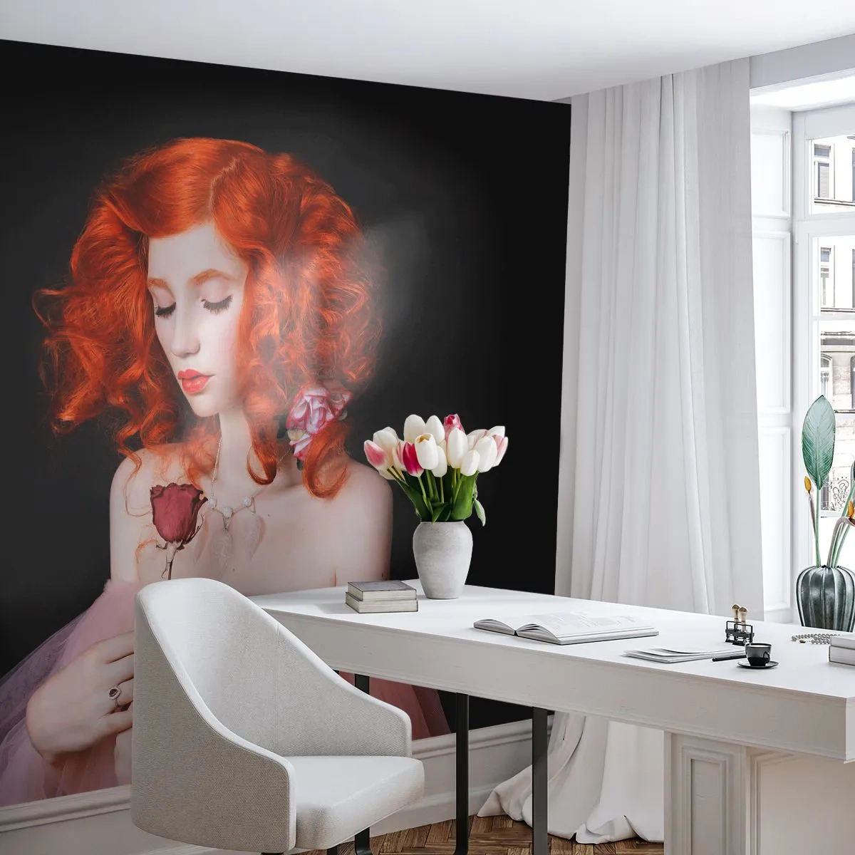 Fototapet Standard Eco - I Barockstil - Kvinna, Modell, Reste sig - 350x256 cm