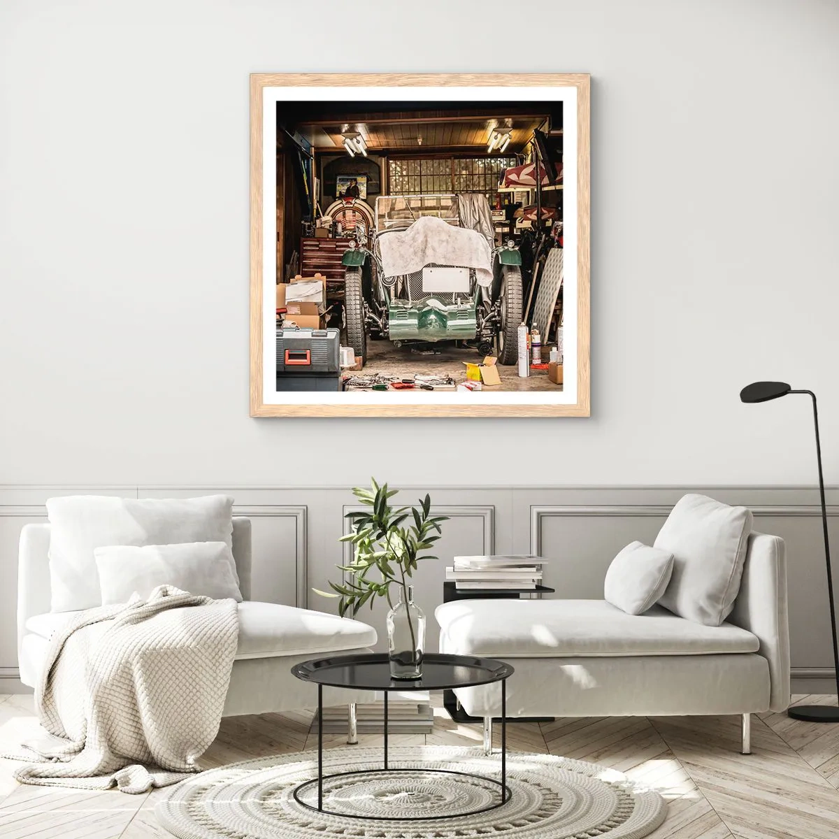 Affisch i ram av ljusek - Tillbaka till det förflutna - 60x60 cm