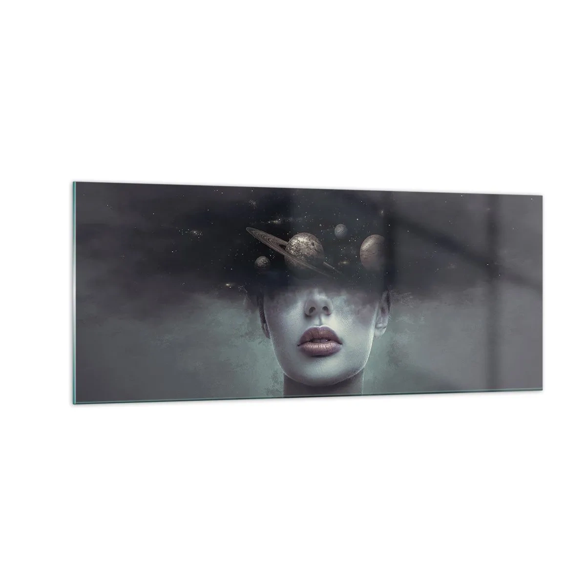Glastavla - Bild på glas - Och planeterna blir galna... - 100x40 cm