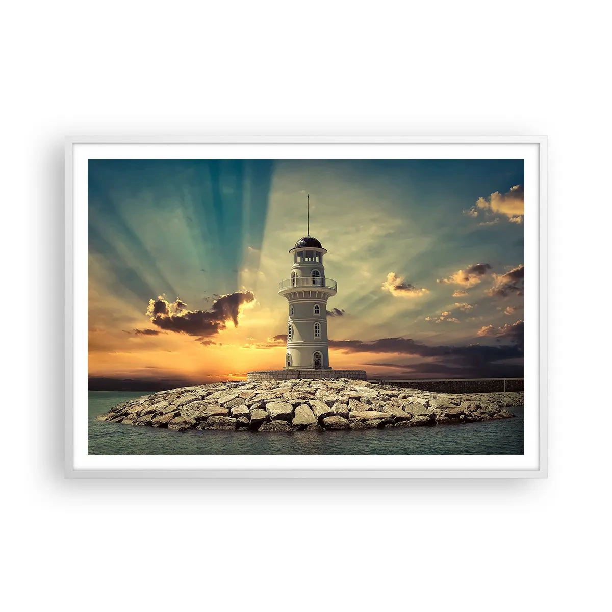 Affisch i vit ram - Ljus - Godhet - Skönhet - 100x70 cm