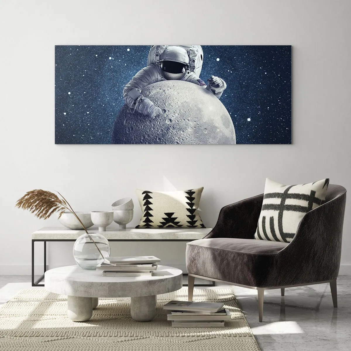 Glastavla - Bild på glas - Skojare i rymden - 100x40 cm
