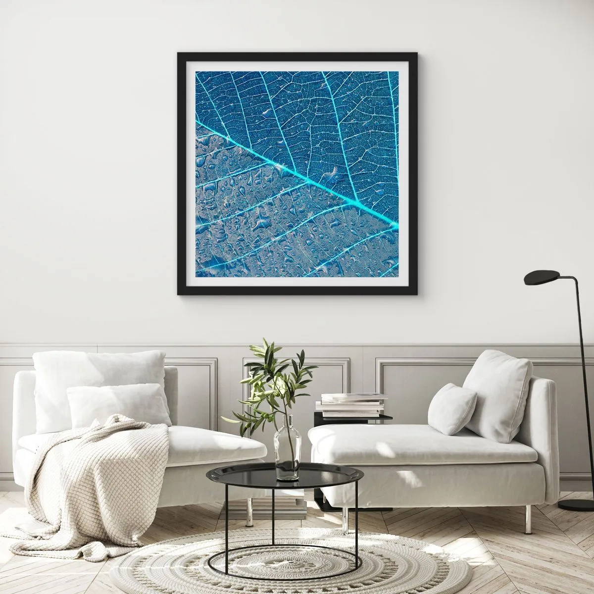 Affisch i svart ram - Livet i det blåa - 40x40 cm