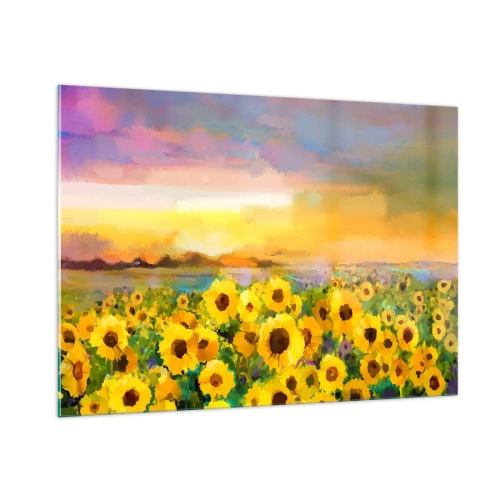 Glastavla - Bild på glas - Själva solen gick ner på jorden - 100x70 cm