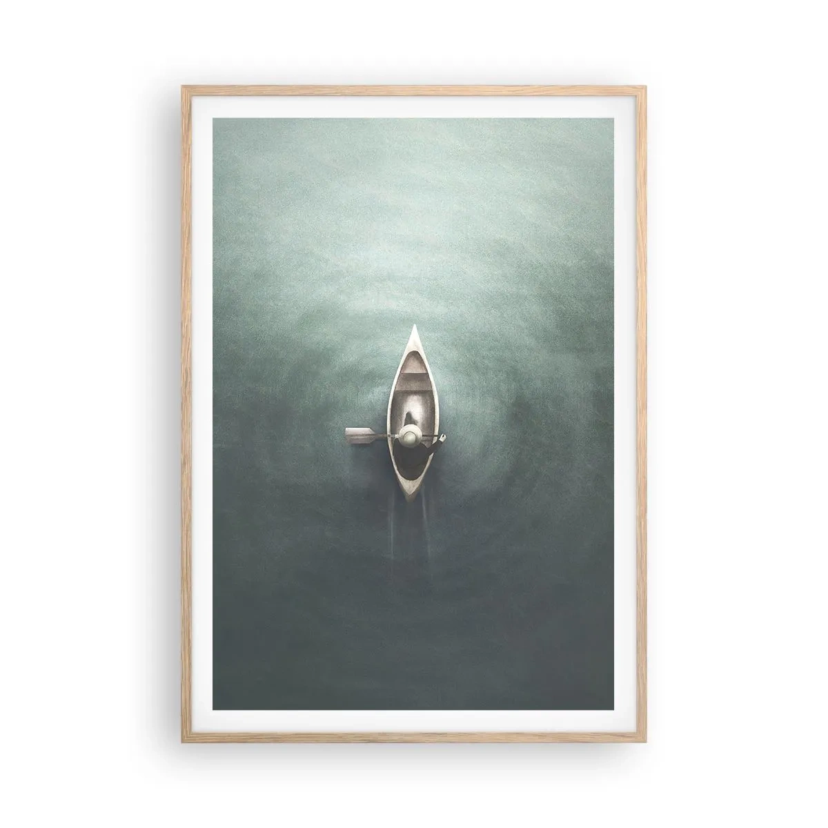 Affisch i ram av ljusek - Över en månbelyst sjö - 70x100 cm