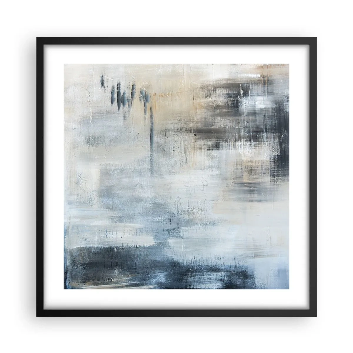 Affisch i svart ram - Bakom en blå slöja - 50x50 cm