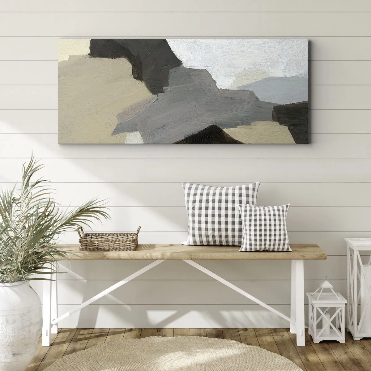 Canvastavla - Bild på duk - Abstraktion: avgrening av det gråa - 100x40 cm