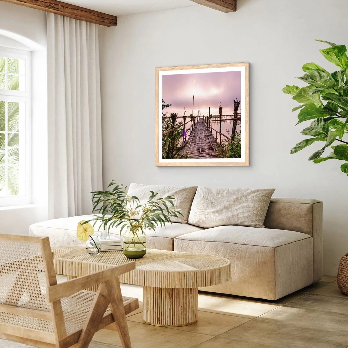 Affisch i ram av ljusek - Asiens lugn och tystnad - 40x40 cm