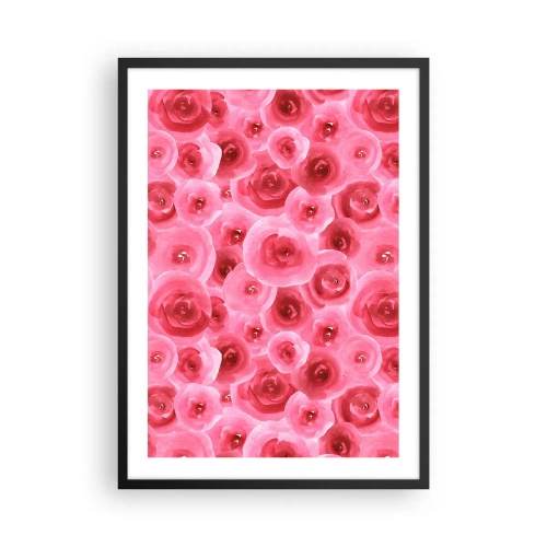 Affisch i svart ram - Akvarellrosa rosor i romantisk stil - 50x70cm - Rosor upe och nere - Modern väggdekoration för vardagsrum och sovrum ARTTOR