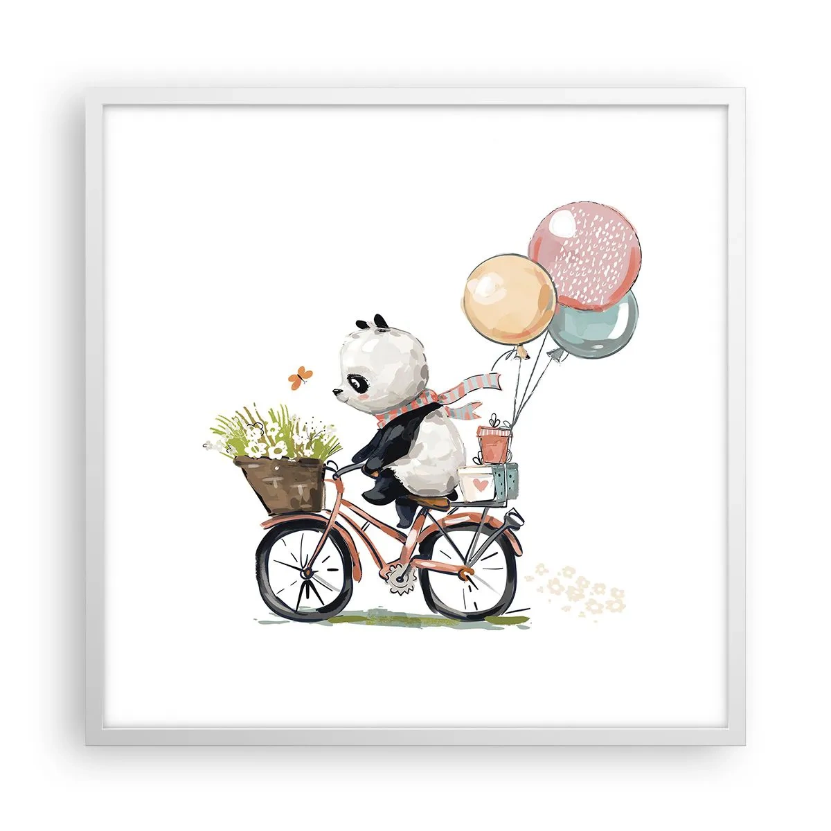 Affisch i vit ram - Lycklig dag - 60x60 cm