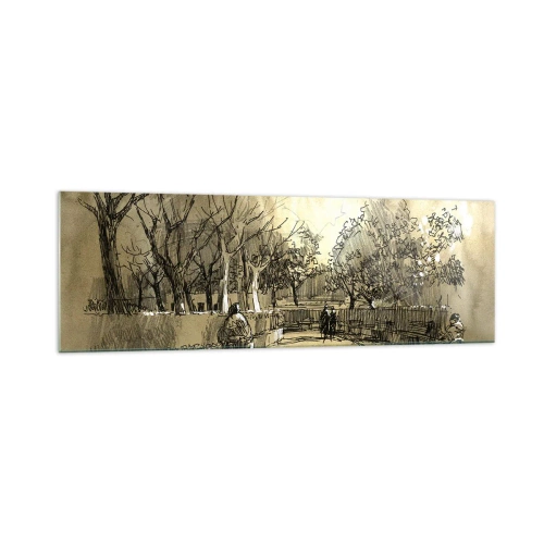 Glastavla - Bild på glas - En stund fångad med penna - 160x50 cm