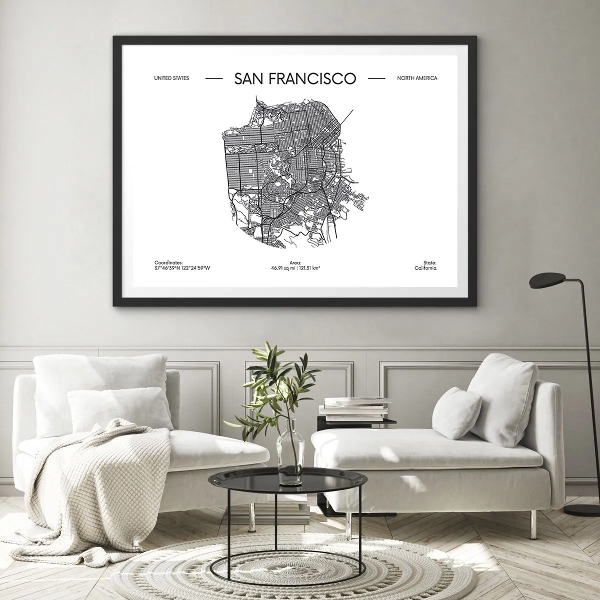 Affisch i svart ram - San Franciscos anatomi - 50x40 cm