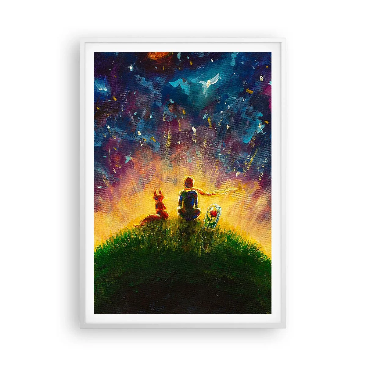 Affisch i vit ram - Kärlek och vänskap - hela världen - 70x100 cm