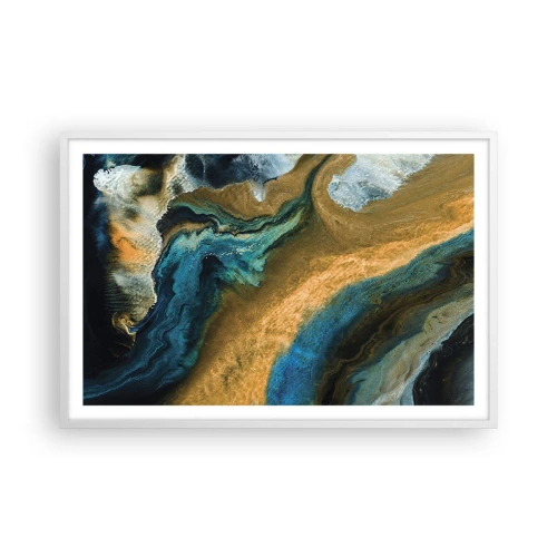 Affisch i vit ram - Blå – gul – ömsesidiga influenser - 91x61 cm