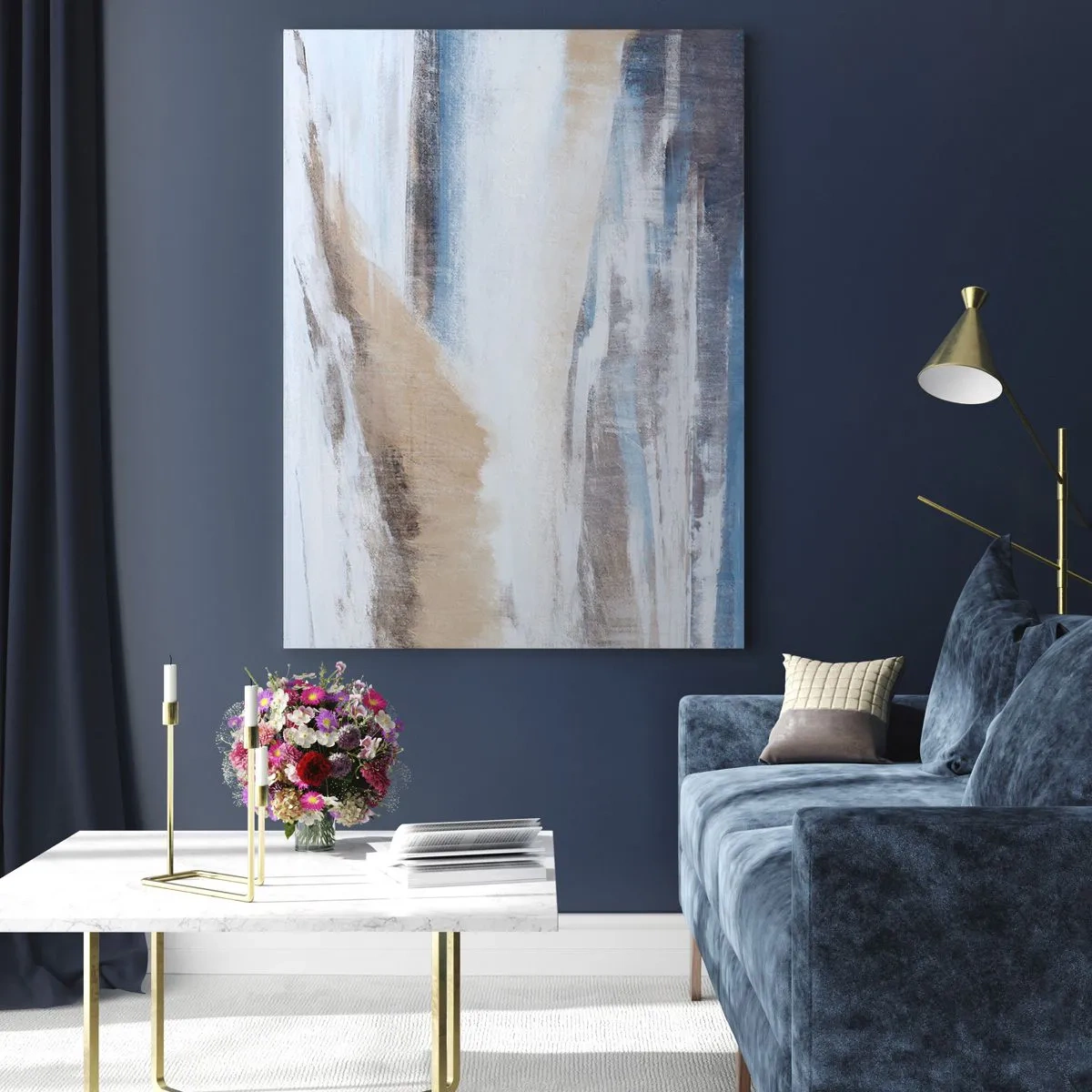 Glastavla - Bild på glas - Vinterkomposition - 80x120 cm