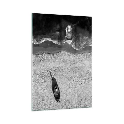 Glastavla - Bild på glas - Fortfarande på stranden... - 70x100 cm