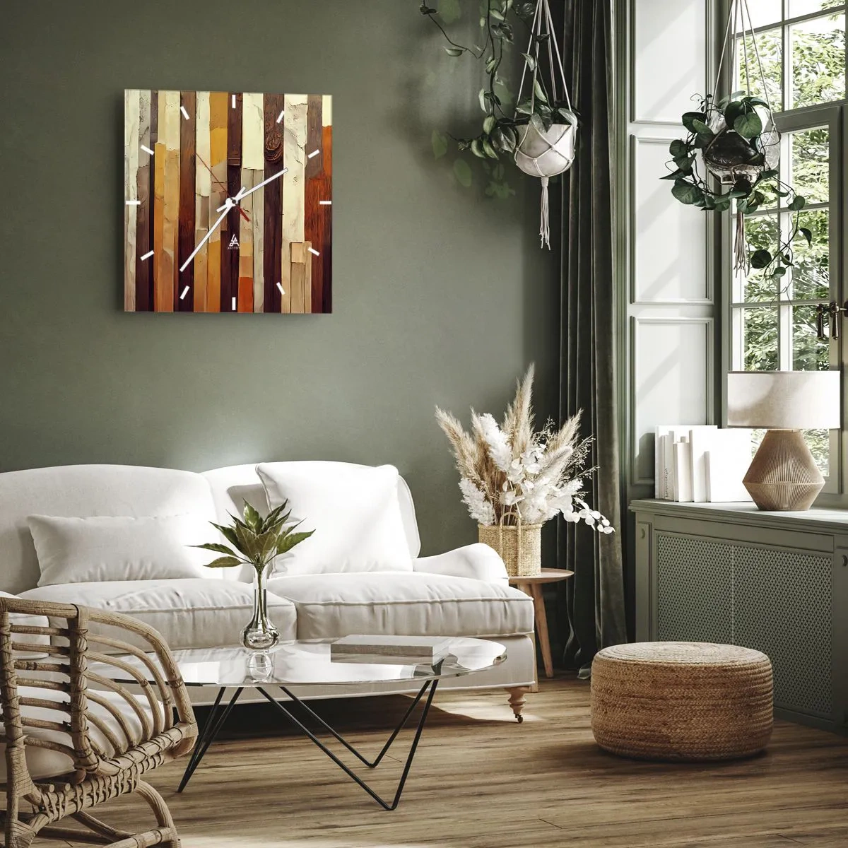 Väggklocka - Klocka på glas - Hymn av skogens träd - 40x40 cm