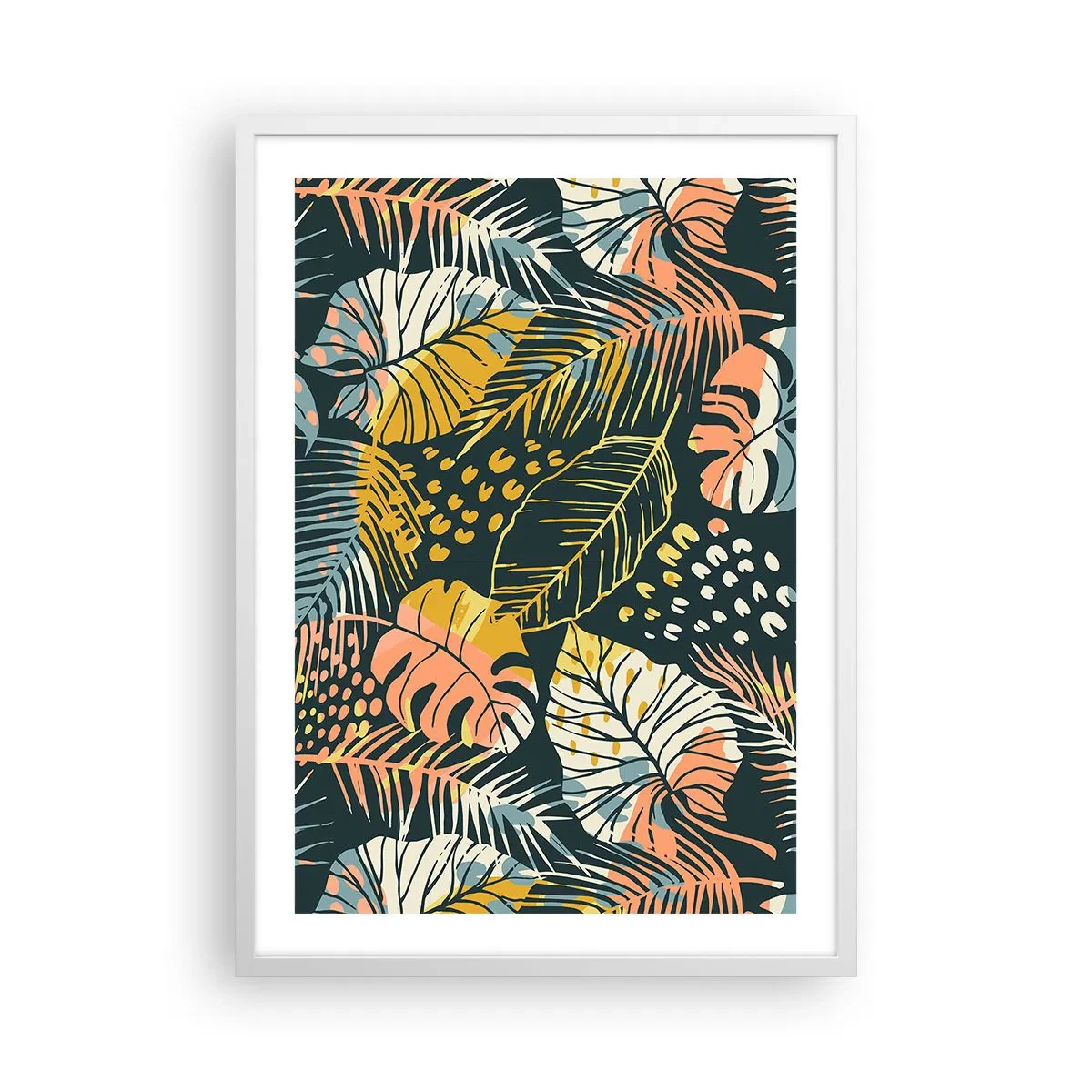 Affisch i vit ram - Lövfantasi - 50x70 cm