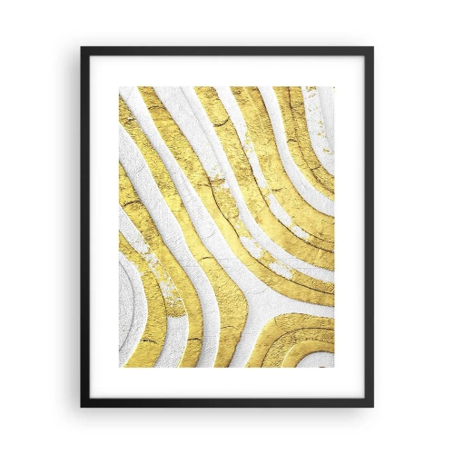 Affisch i svart ram - Komposition i vitt och guld - 40x50 cm