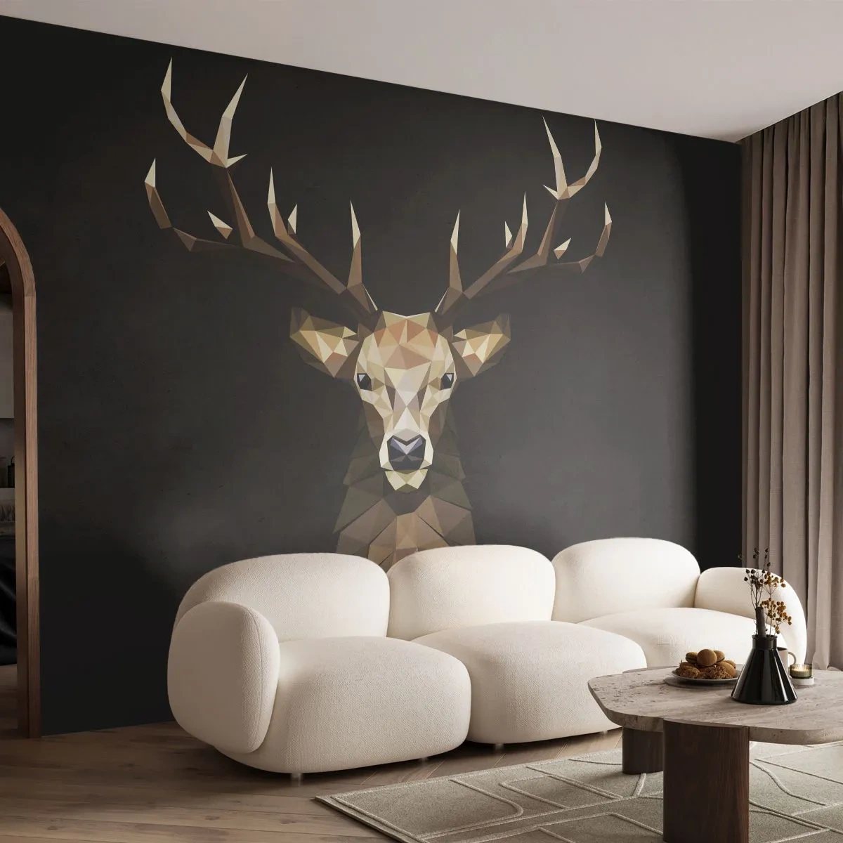 Självhäftande Fototapet Deluxe Sticker - Kubistisk hjort - Djur, Rådjur, Grafik - 250x175 cm