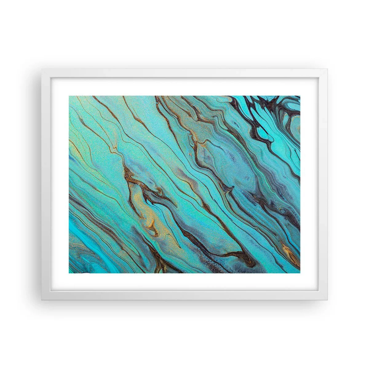 Affisch i vit ram - Turkost tidvatten - 50x40 cm