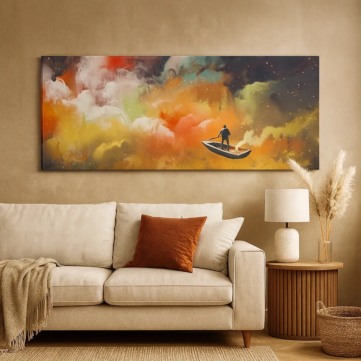 Canvastavla - Bild på duk - I båten genom galaxen - 30x30 cm