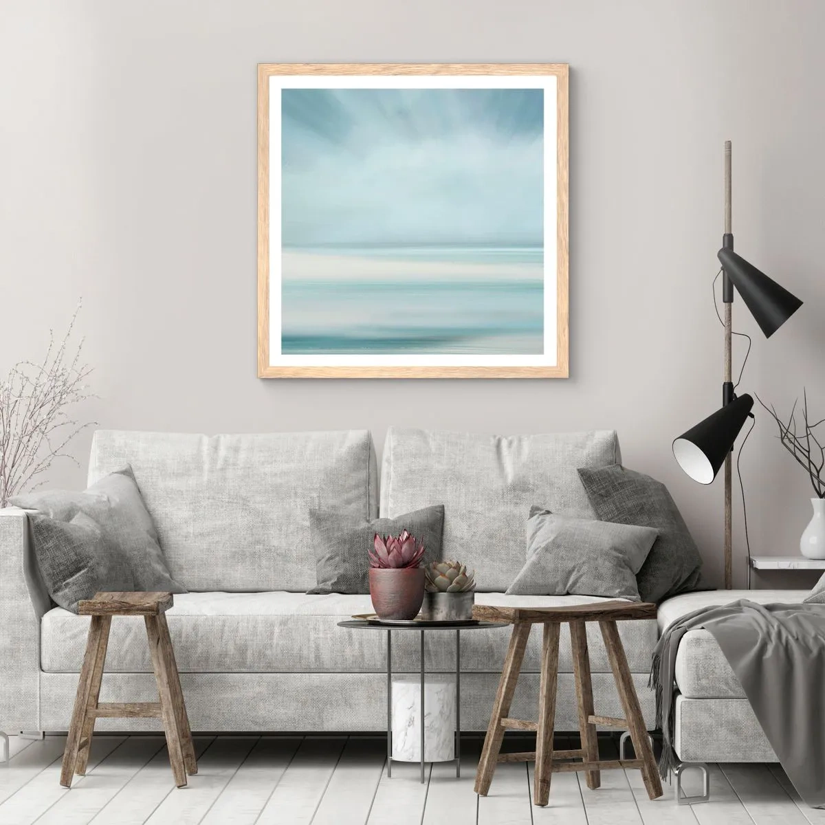 Affisch i ram av ljusek - Fred hela vägen till horisonten - 60x60 cm