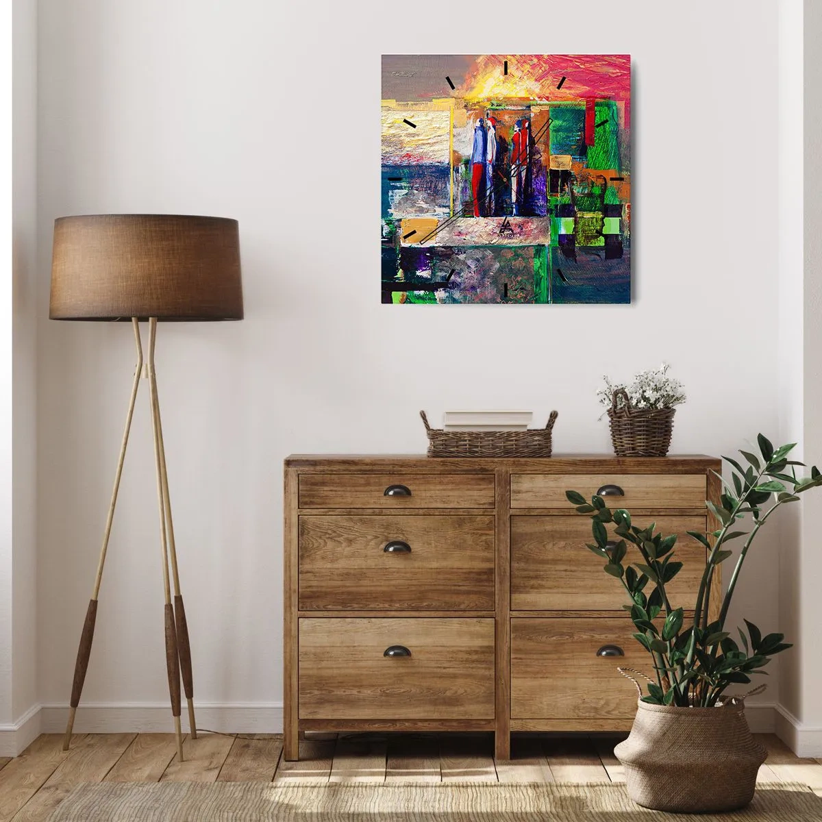 Väggklocka - Klocka på glas - Relationer och emotioner - 40x40 cm