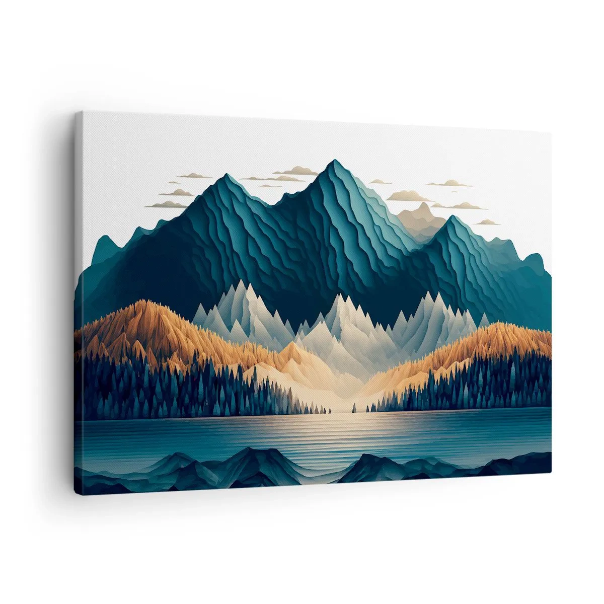 Canvastavla - Bild på duk - Pittoreska berg över sjön vid solnedgången - 70x50cm - Perfekt bergslandskap - Modern väggdekoration för vardagsrum och sovrum ARTTOR