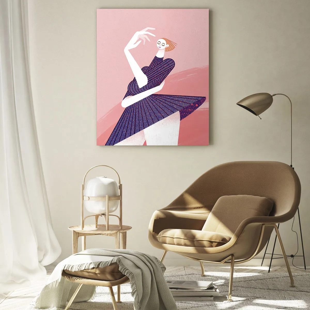 Glastavla - Bild på glas - Med dansande steg - 50x70 cm