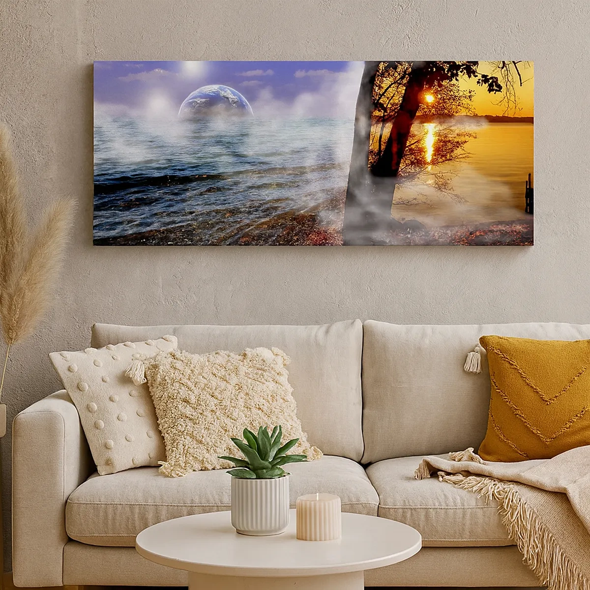 Canvastavla - Bild på duk - Surrealistiskt landskap - naturens enighet - 30x30 cm