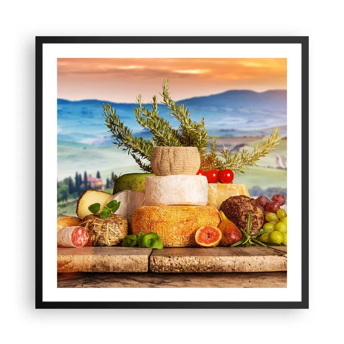 Affisch i svart ram - Italiensk livsglädje - 60x60 cm