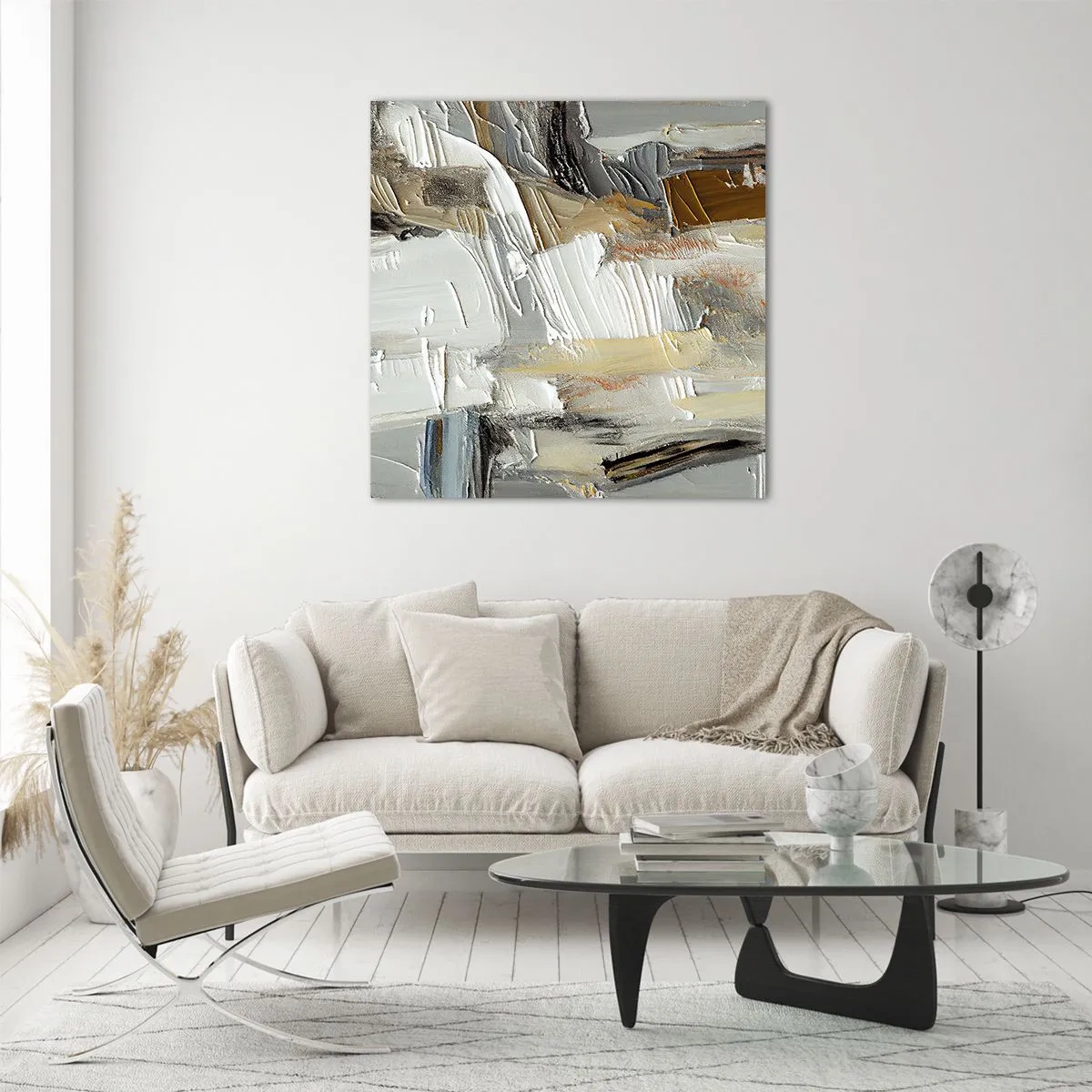 Glastavla - Bild på glas - Färgstarka lager på lager - 40x40 cm