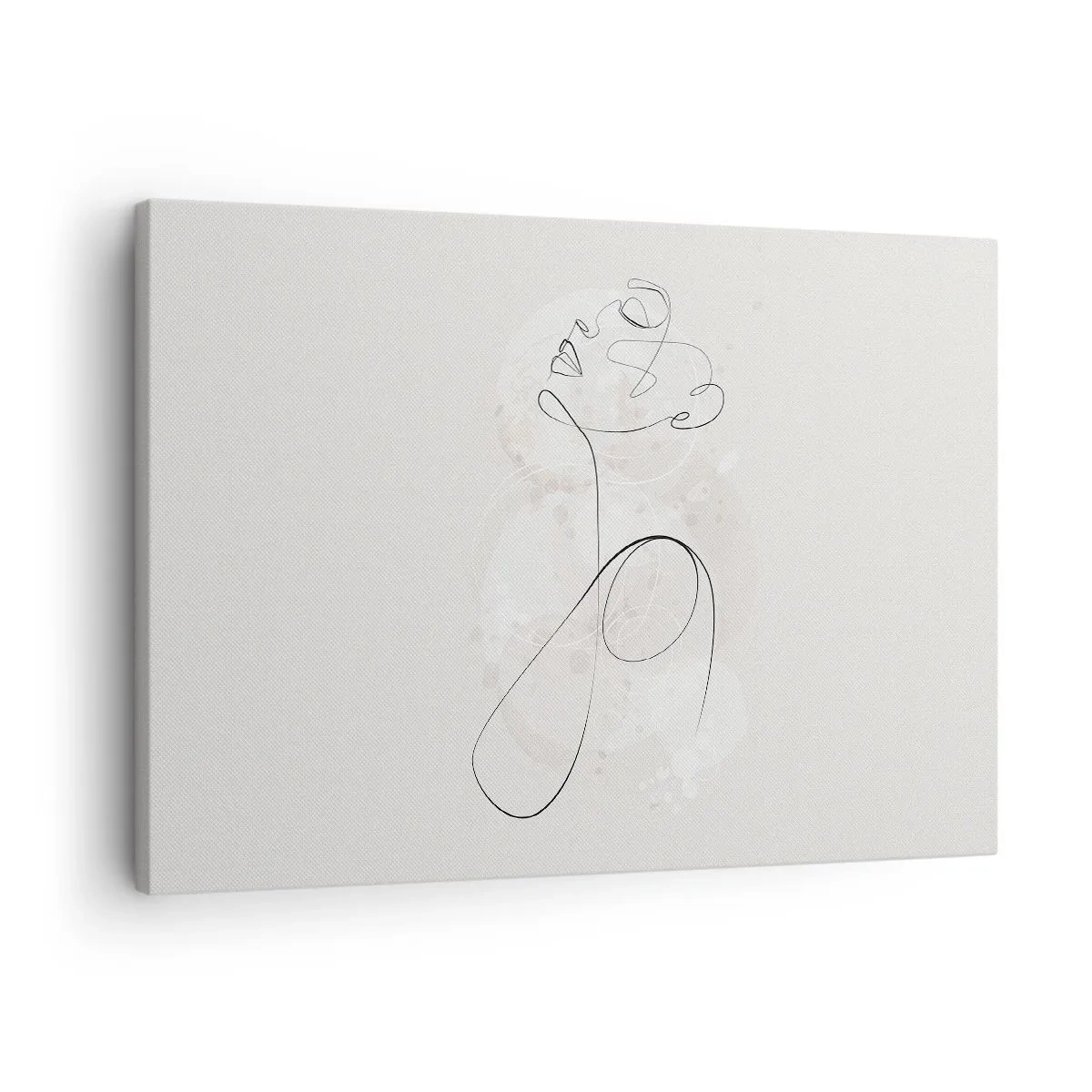 Canvastavla - Bild på duk - Minimalistisk ansiktskontur med en blomma mot en ljus bakgrund - 70x50cm - Skönhetens spiral - Modern väggdekoration för vardagsrum och sovrum ARTTOR