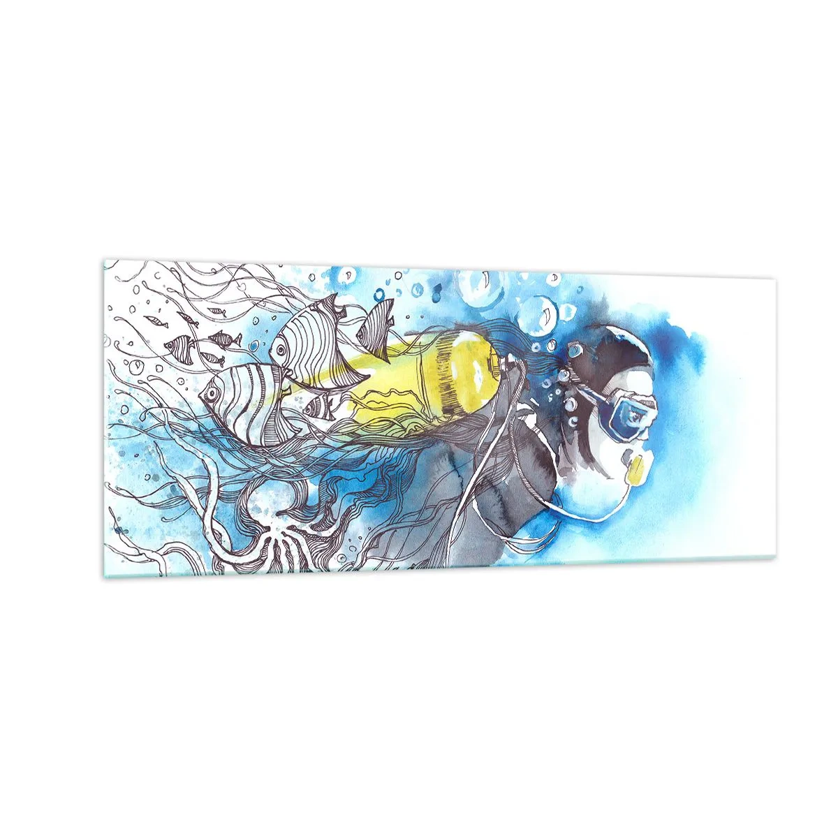 Glastavla - Bild på glas - Det stora blåa - 100x40 cm