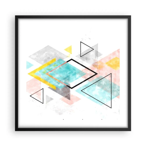 Affisch i svart ram - Geometriskt spel - 50x50 cm