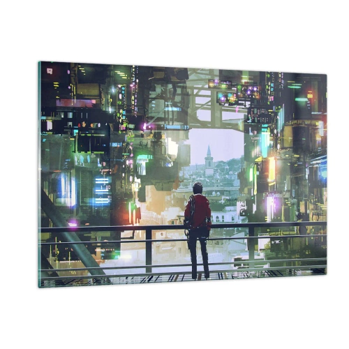 Glastavla - Bild på glas - Två världar - 120x80 cm