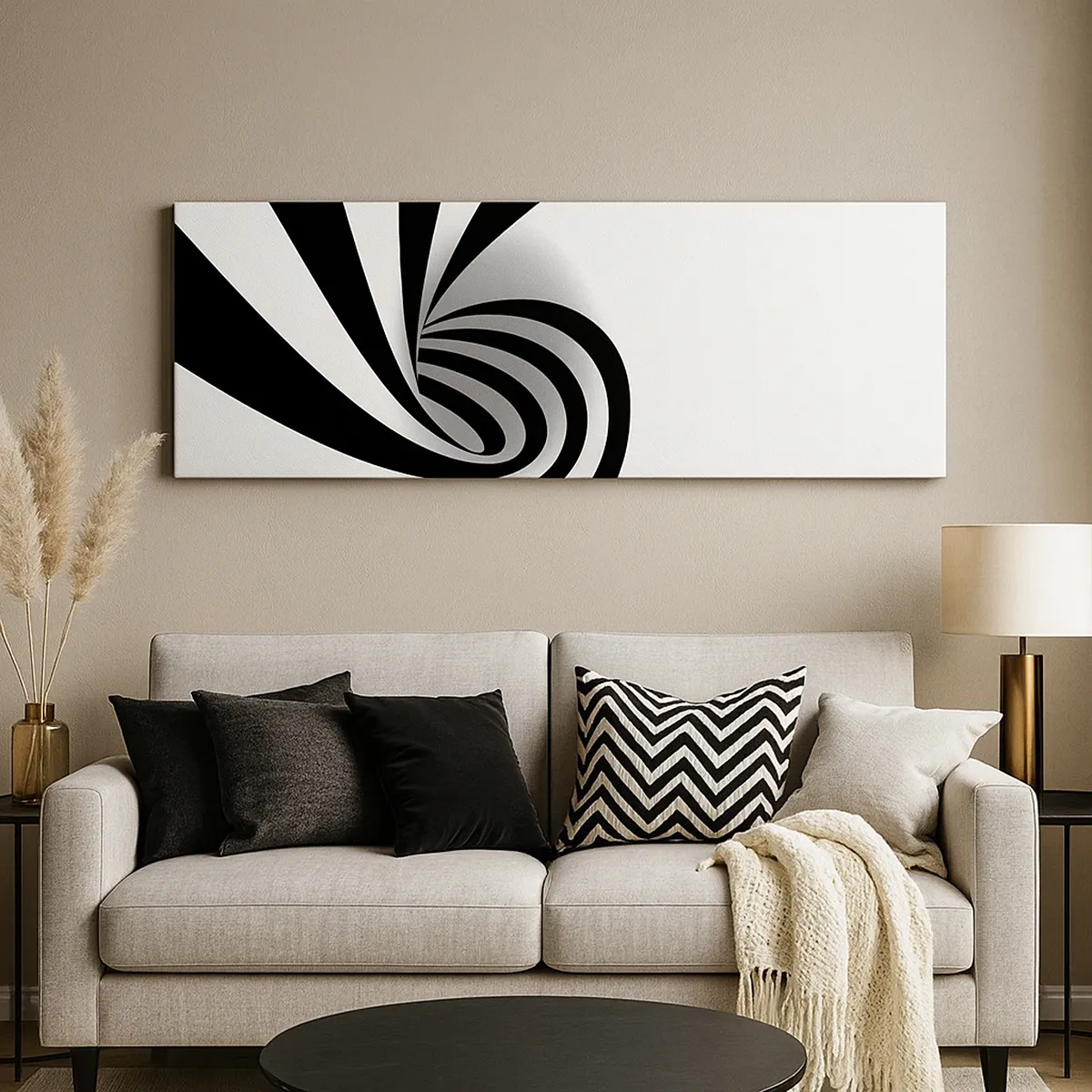 Canvastavla - Bild på duk - Roterande svart-vit - 30x30 cm