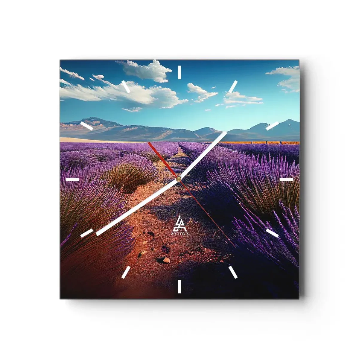 Väggklocka - Klocka på glas - Doftande fält - 40x40 cm