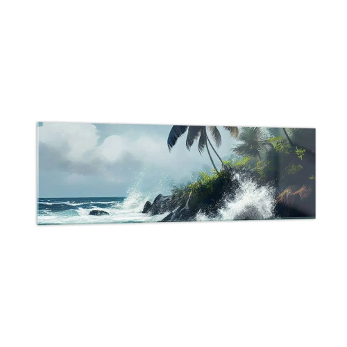 Glastavla - Bild på glas - På en tropisk strand - 160x50 cm