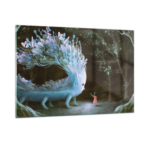 Glastavla - Bild på glas - Fantastiskt möte - 120x80 cm