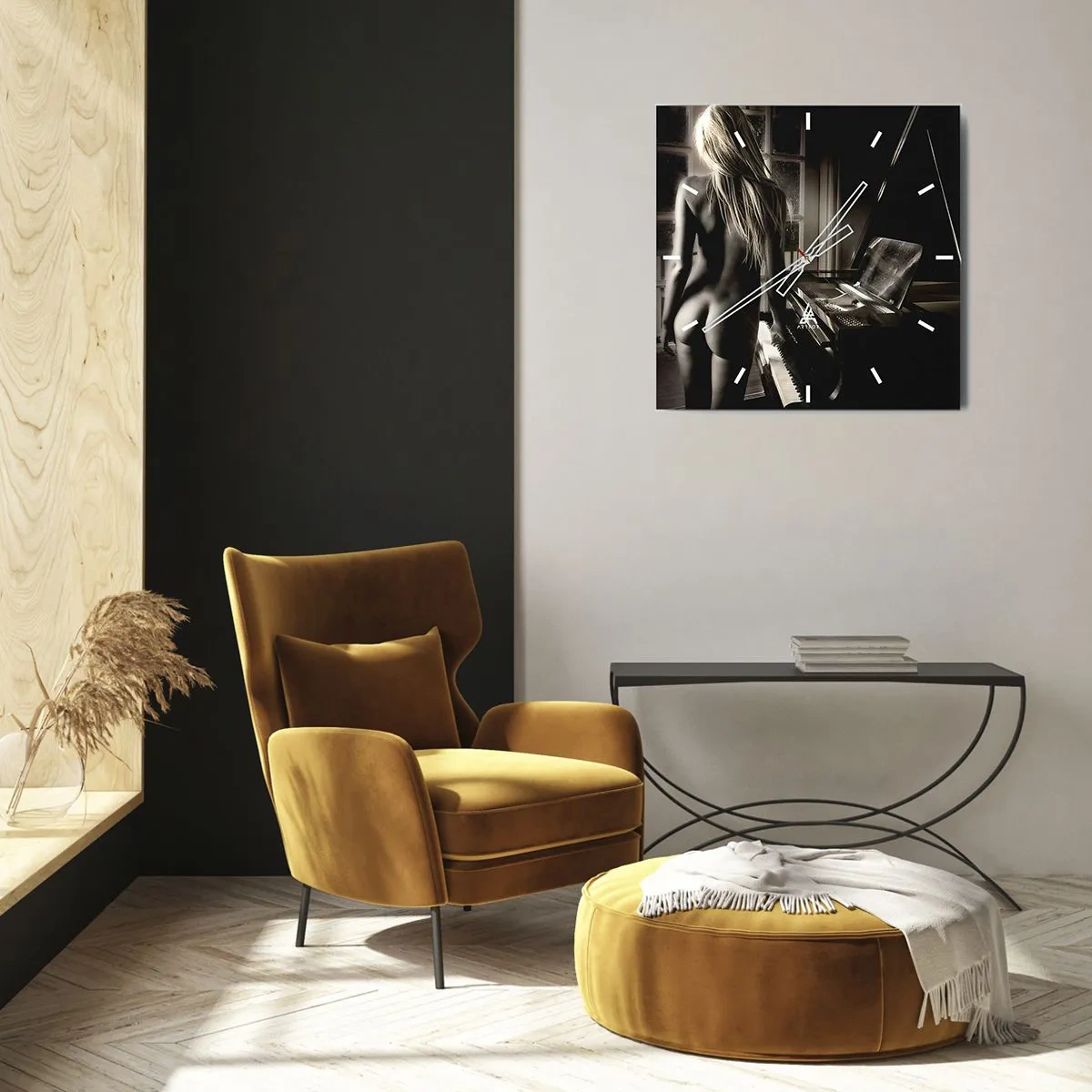 Väggklocka - Klocka på glas - Perfekt kvällsharmoni - 40x40 cm