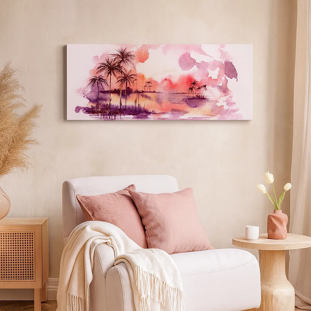 Canvastavla - Bild på duk - Tropikens ro i rött - 30x30 cm