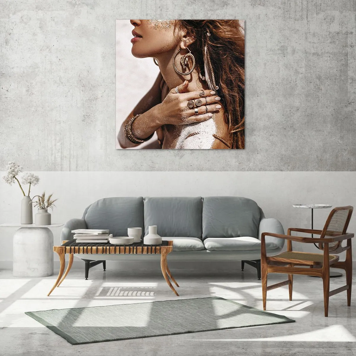 Glastavla - Bild på glas - Vilda strandens drottning - 30x30 cm