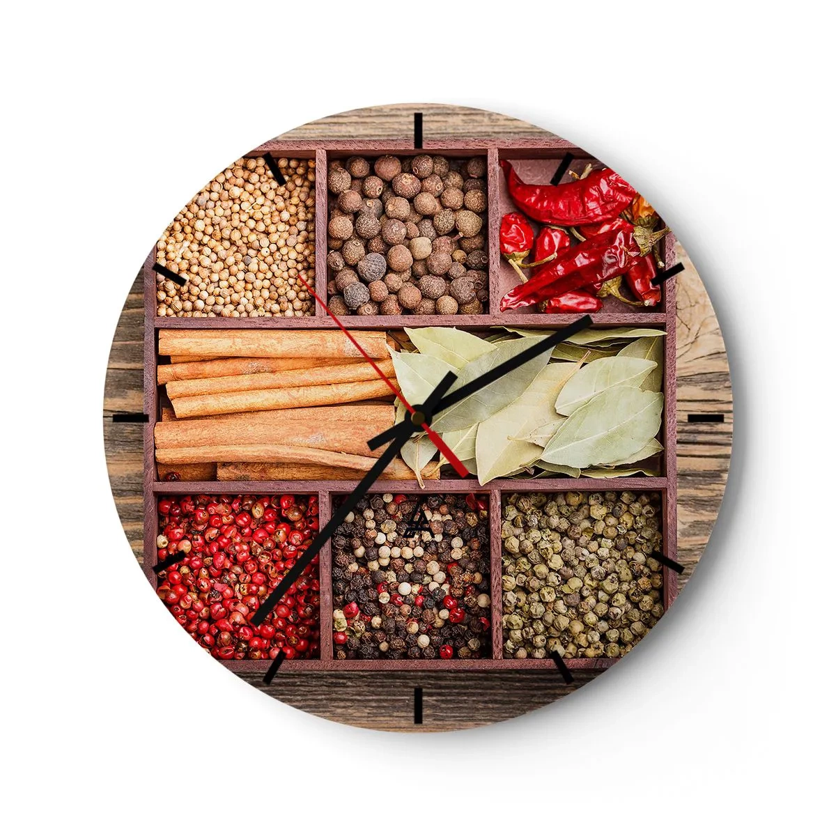 Väggklocka - Klocka på glas - Formordning, arombukett - 40x40 cm