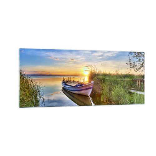 Glastavla - Bild på glas - Uppfyllda drömmars vik - 100x40 cm