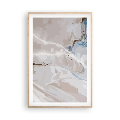 Affisch i ram av ljusek - Blåa meanderlopp under vithet - 61x91 cm