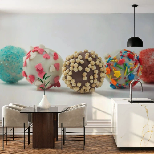 Fototapet Premium Canvas - Livet kan vara sött - Sötsaker, Godis, Färgglada Lollipops - 250x175 cm