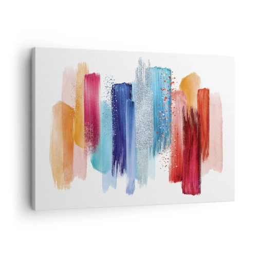 Canvastavla - Bild på duk - Färgglada penseldrag på en vit bakgrund - 70x50cm - Upp och ner - Modern väggdekoration för vardagsrum och sovrum ARTTOR