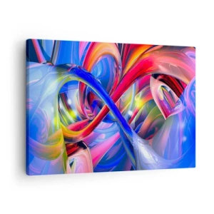 Canvastavla - Bild på duk - Abstrakta, färgglada geometriska kompositioner i dynamiska former - 70x50cm - Färgdans - Modern väggdekoration för vardagsrum och sovrum ARTTOR