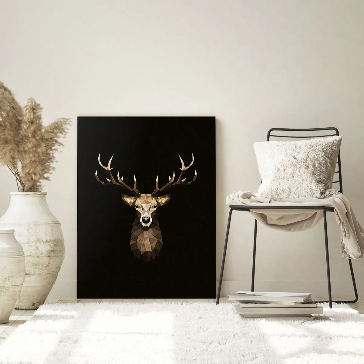Glastavla - Bild på glas - Kubistisk hjort - 50x70 cm
